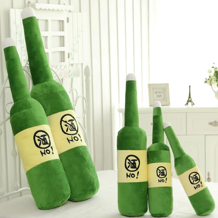 New Products Like Real Green Wine Beer Bottle Throw Plush Pillow Cover Funny Antistress Soft Toys Cuddlies Soft Toys Gifts
