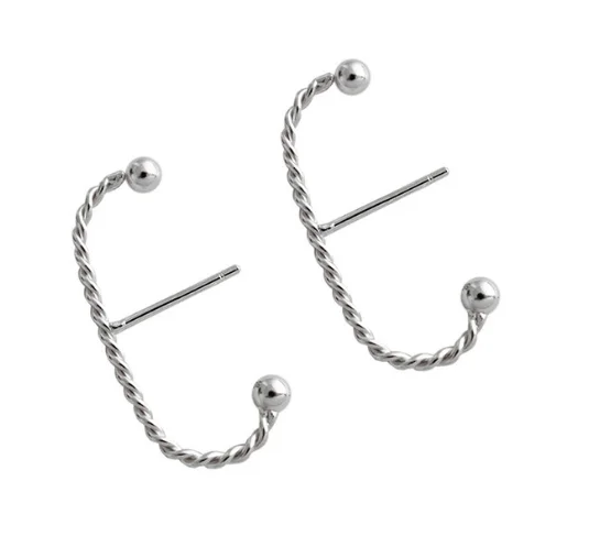 S925 Sterling Silver Niche Temperament Versatile Fried Dough Twists C-type Female Earrings Personality Silver Ear Ornaments