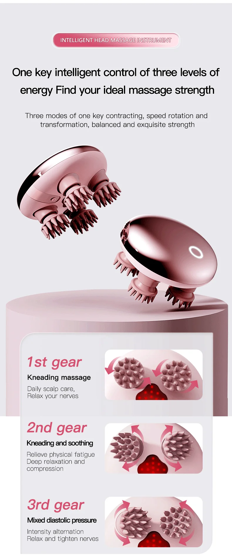 Handheld Electric Cordless Waterproof Head Scratcher Hair Scalp