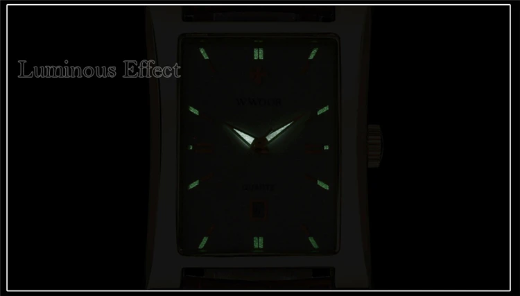 WWOOR 8017 Men's Square Watches Top Brand fashion Leather Strap Quartz Waterproof Date Clock Male Casual Business Wrist Watch