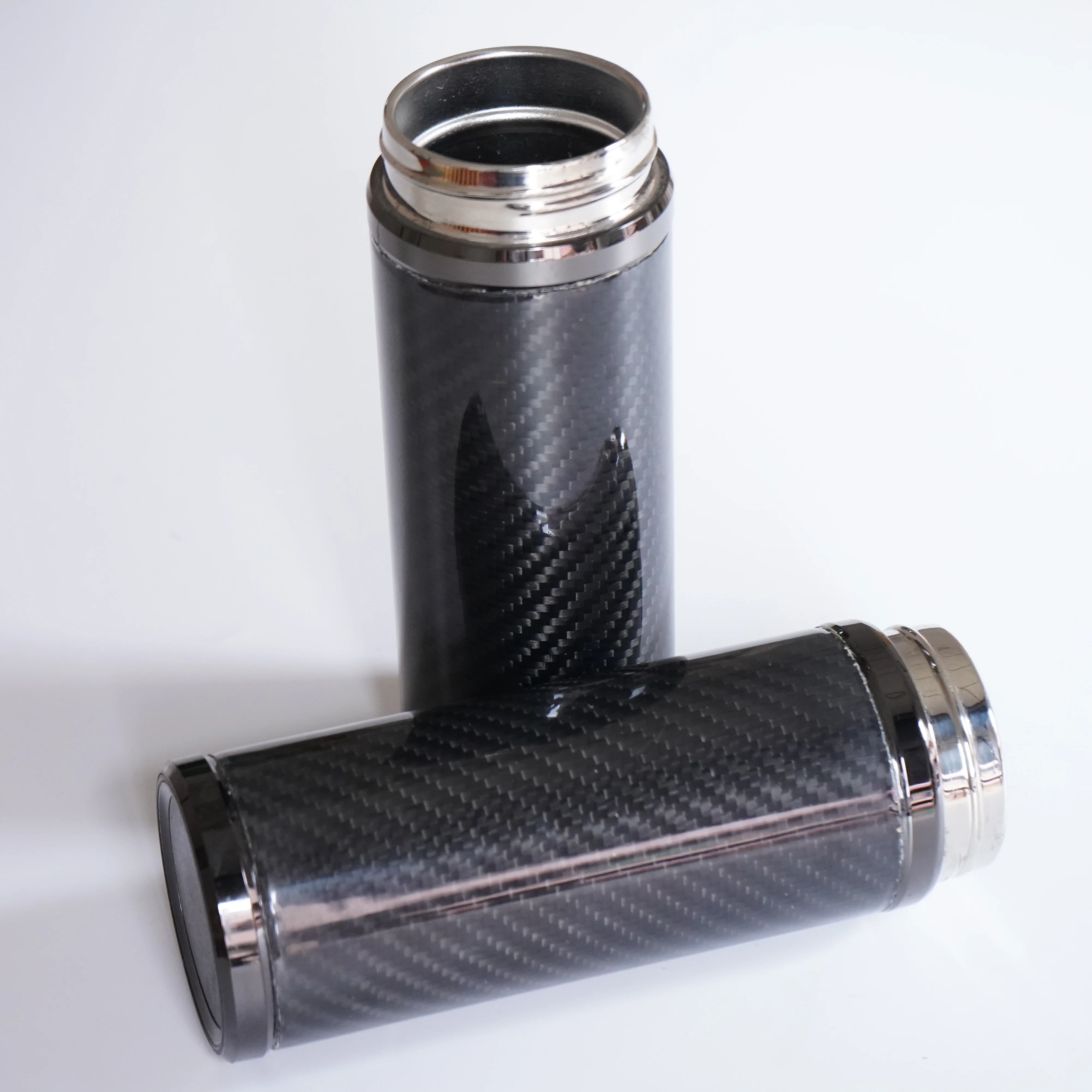 Business High-end Custom Portable 3k Twill Glossy Carbon Fiber Vacuum Flask Thermos for Travel