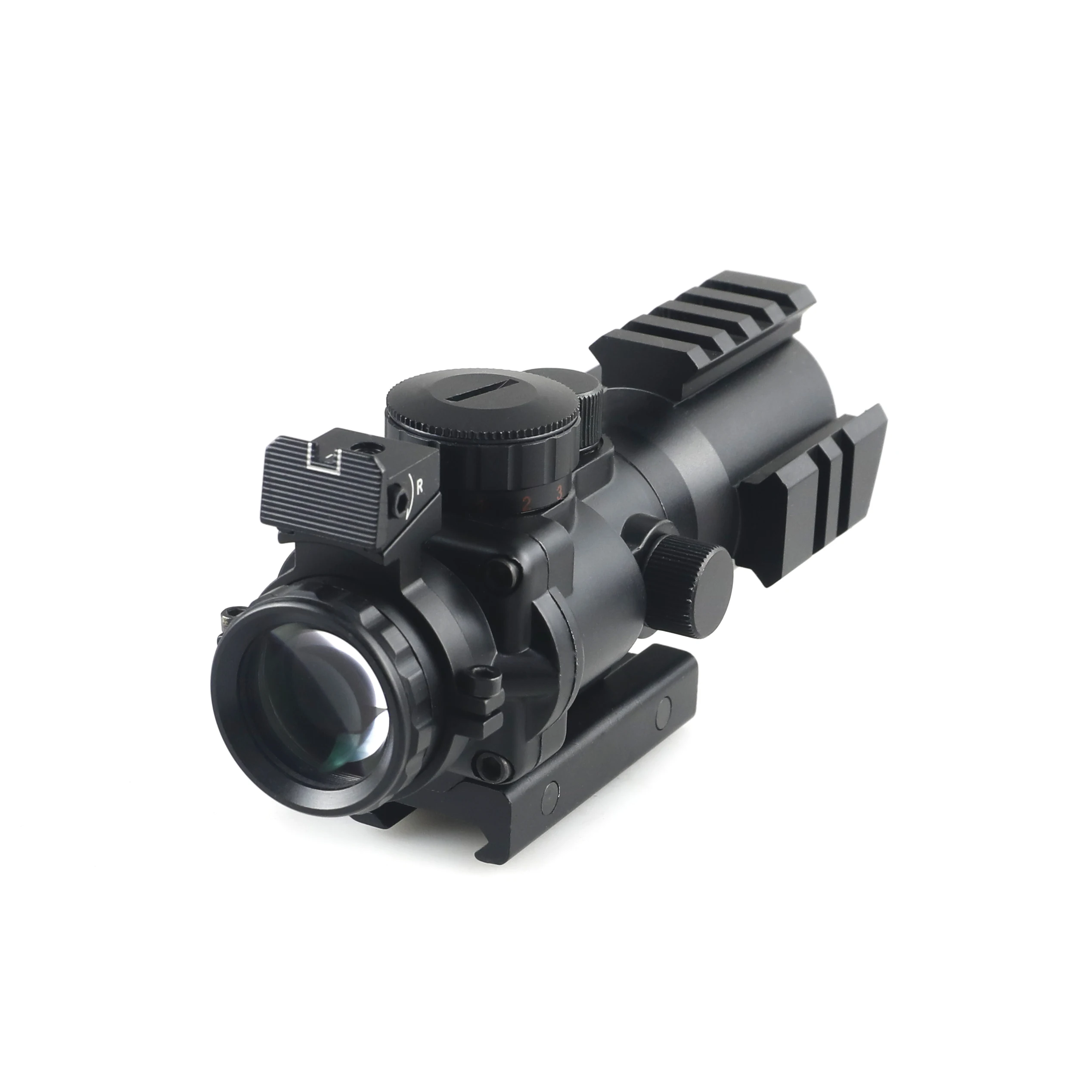 Scopes 4X Magnification with Three Sided Guide-rail Combine with HD107 Red Dot Sight for Outdoor Hunting Sports