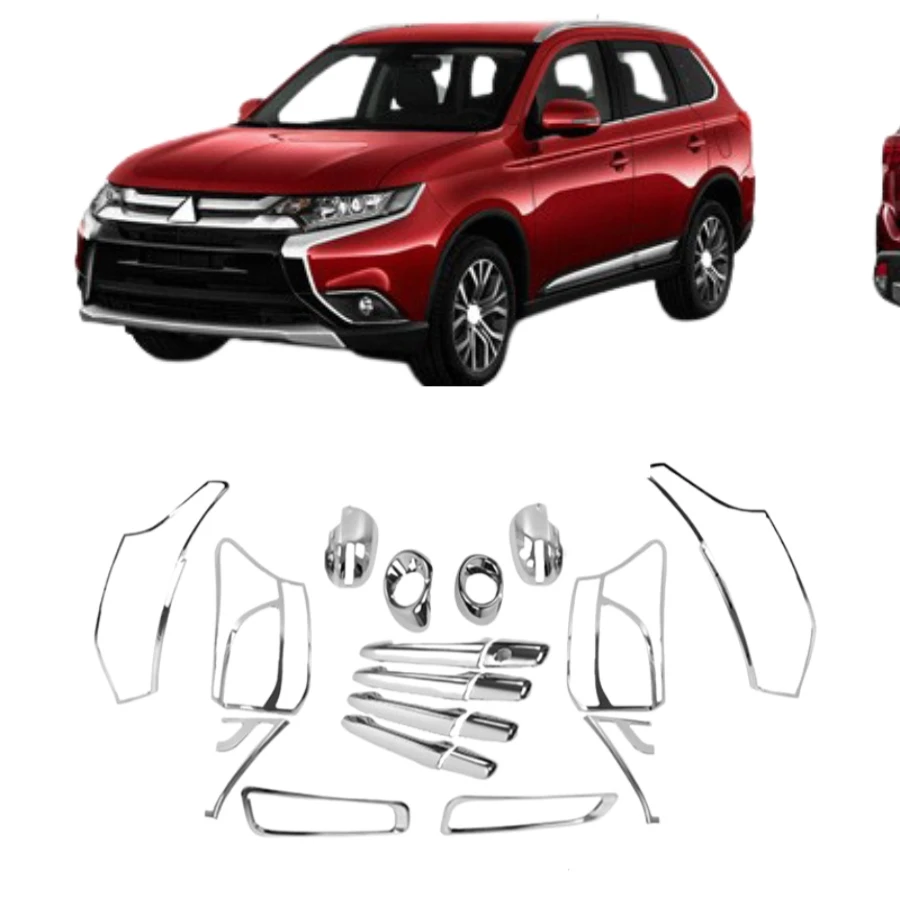 TIYPEOR for 2013 Mitsubishi Outlander Puller Door Handle Front Fog Lamp Rear Mirror Cover Gas Tank Cover Modification Stickers