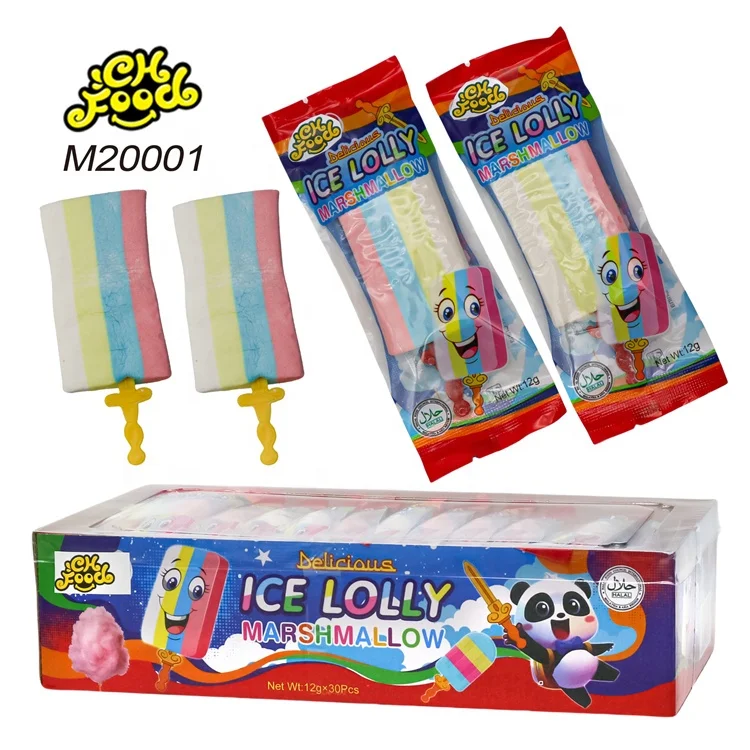 Custom Halal Ice Lolly Marshmallow with Mini Toy Weapons Wholesale Fruit Flavor Cotton Candy Toy for Kids