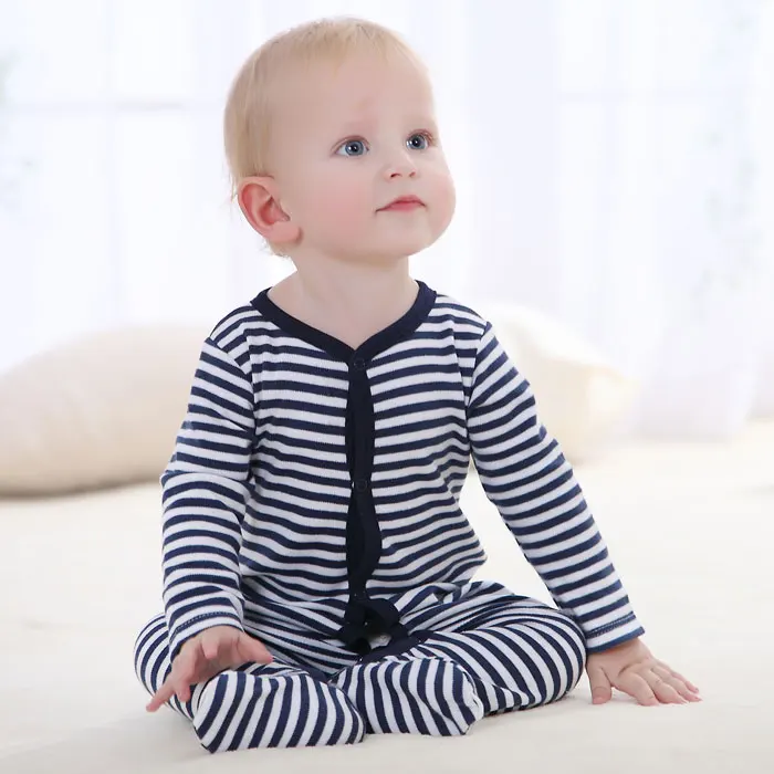 Оптовая продажа, зимние детские пижамы в полоску с длинным рукавом