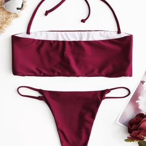 Wine Red Sexy String Bikini Unlock the Hot Girl Vibe at Summer Beaches with an ultra High Photo Taking Rate