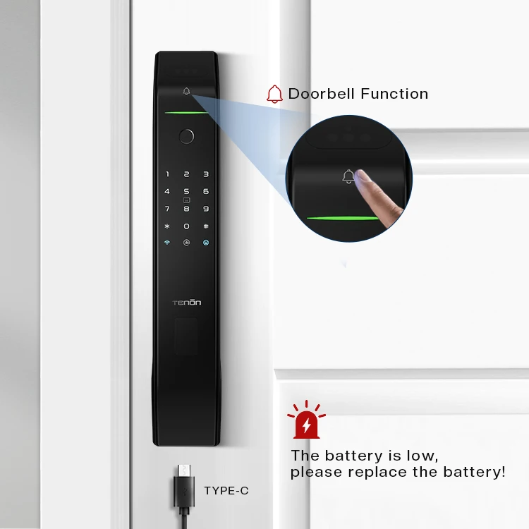 High Security Anti Theft Password Face Id Camera Tuya Smart Lock Electric Push Pull Fingerprint Digital Keyless Entry Door Lock