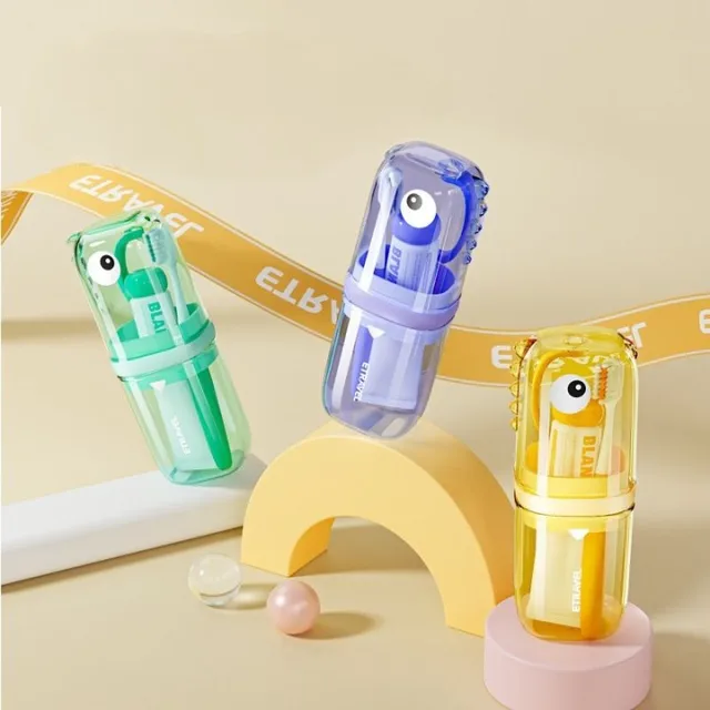 2-in-1 Portable Travel Toiletry Cup & Toothbrush Storage Box Children's Dental Kit