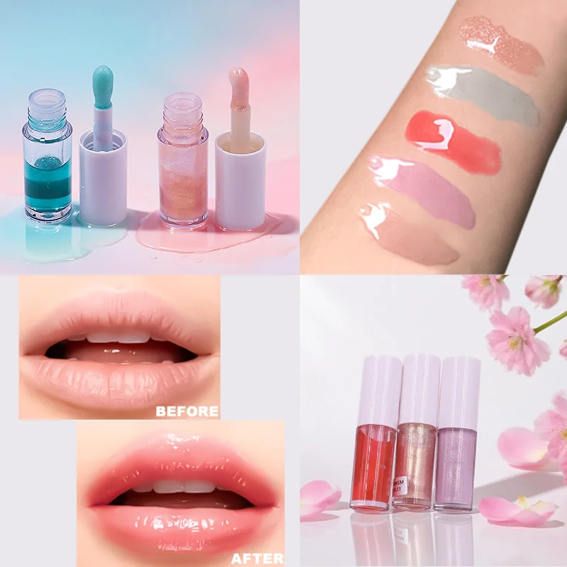 Private Label Colorful Transparent Plumping Lip Stain Gloss Moisturizing Non-sticky Lip Glow Oil details
