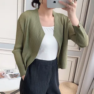 Miyake Pleated Women'S Jacket Summer 2025 Petite Sun Protection Top Loose Long Sleeve Cardigan Short Outerwear