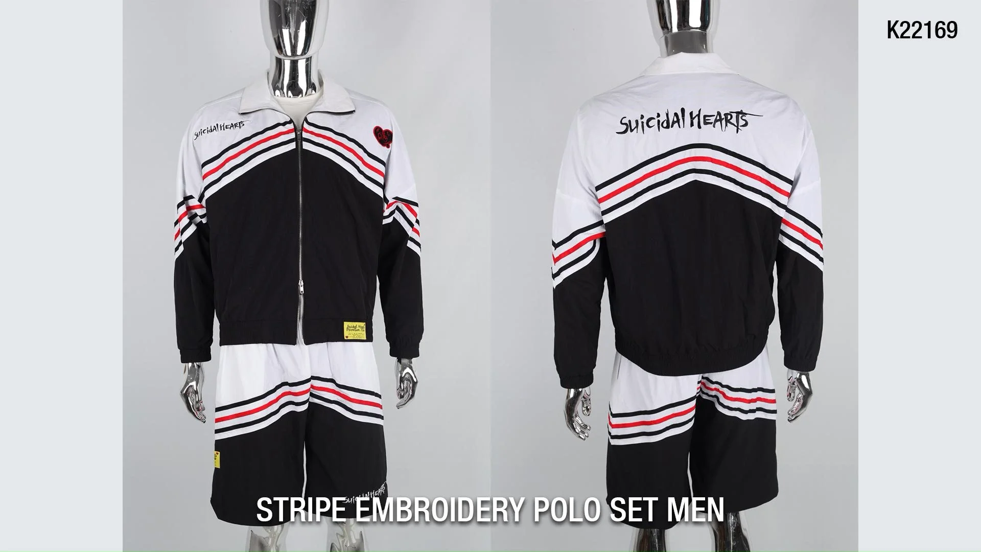 Custom Nylon Polyester Windbreaker Two Piece Jacket Short Set Men For