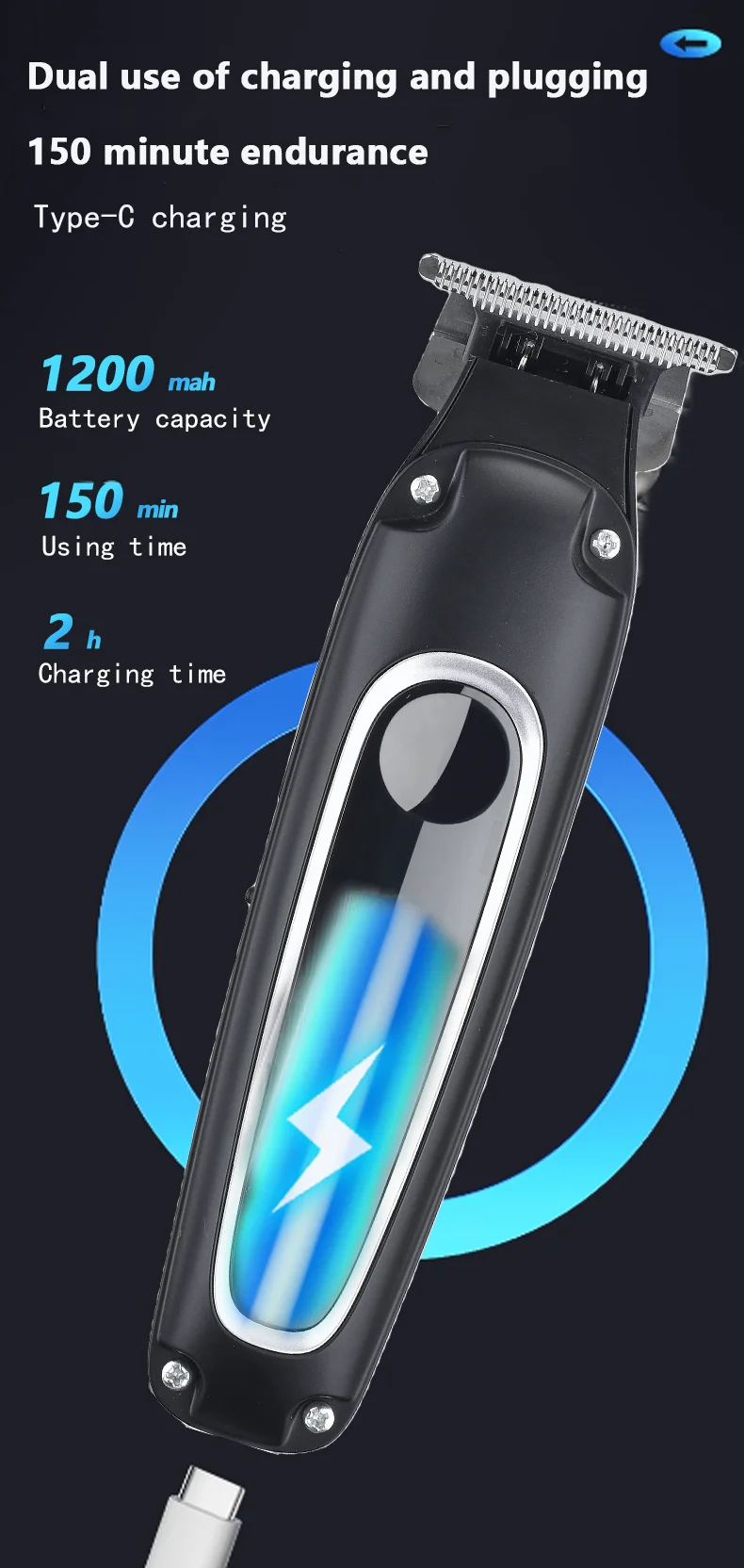 VOAUN V-839 Hair Clippers for Men-Cordless USB Rechargeable Barber Clippers for Hair Cutting Professional Barber Kit Household