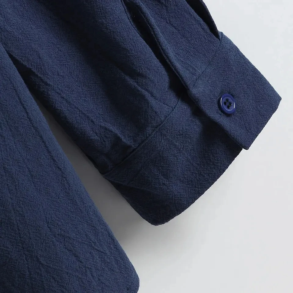 Meeste kevadpuuvillane linane aluskrae Meeste topid pikkade varrukatega nööbiga ühevärvilised kardiganpluus T-shi vabaaja184_voghion.com