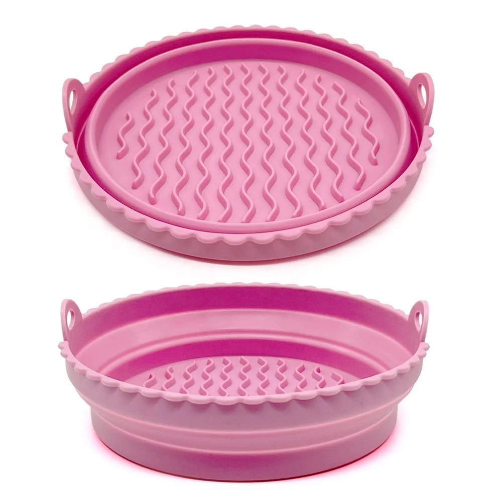 Round Air Fryer Silicone Liners Pot Airfryer Accessories | Caroeas 17.5 x 5 cm / Pink