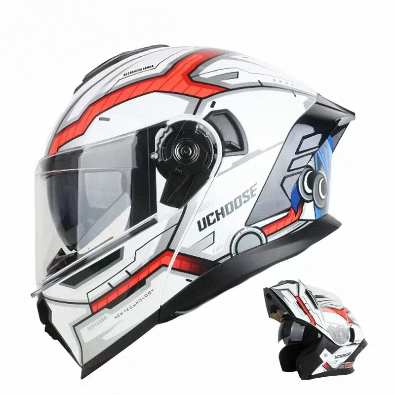 High Quality Unisex Dual Visor Flip-up Motorcycle Helmet Astronaut Style Comfortable Lining Custom Decal Low-Priced ABS Material