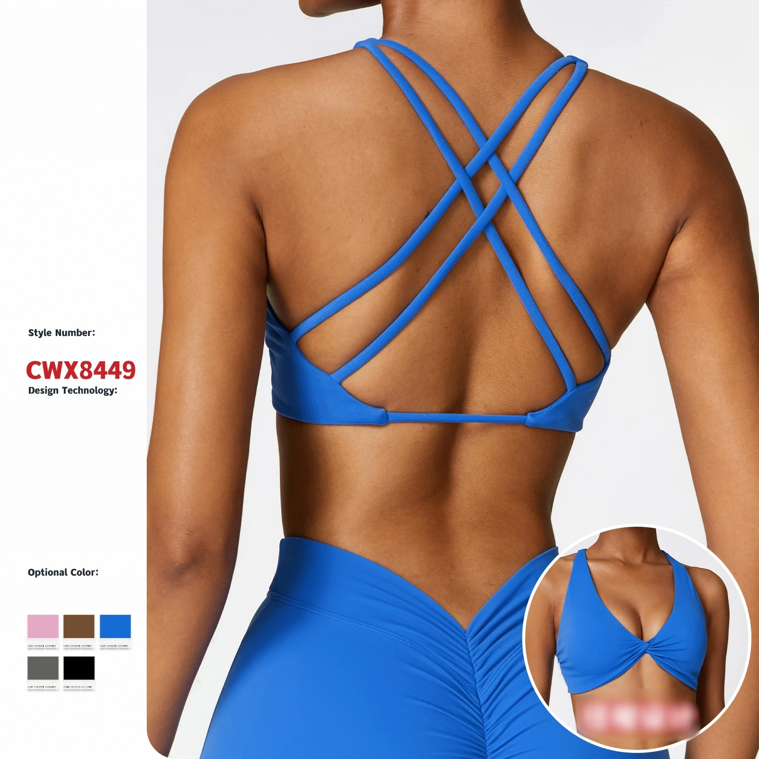 Manufactory Deportivos Sujetador De Mujer Cross Back Sexy Backless Front Twist Workout Gym Fitness Yoga Sports Bra Top For Women