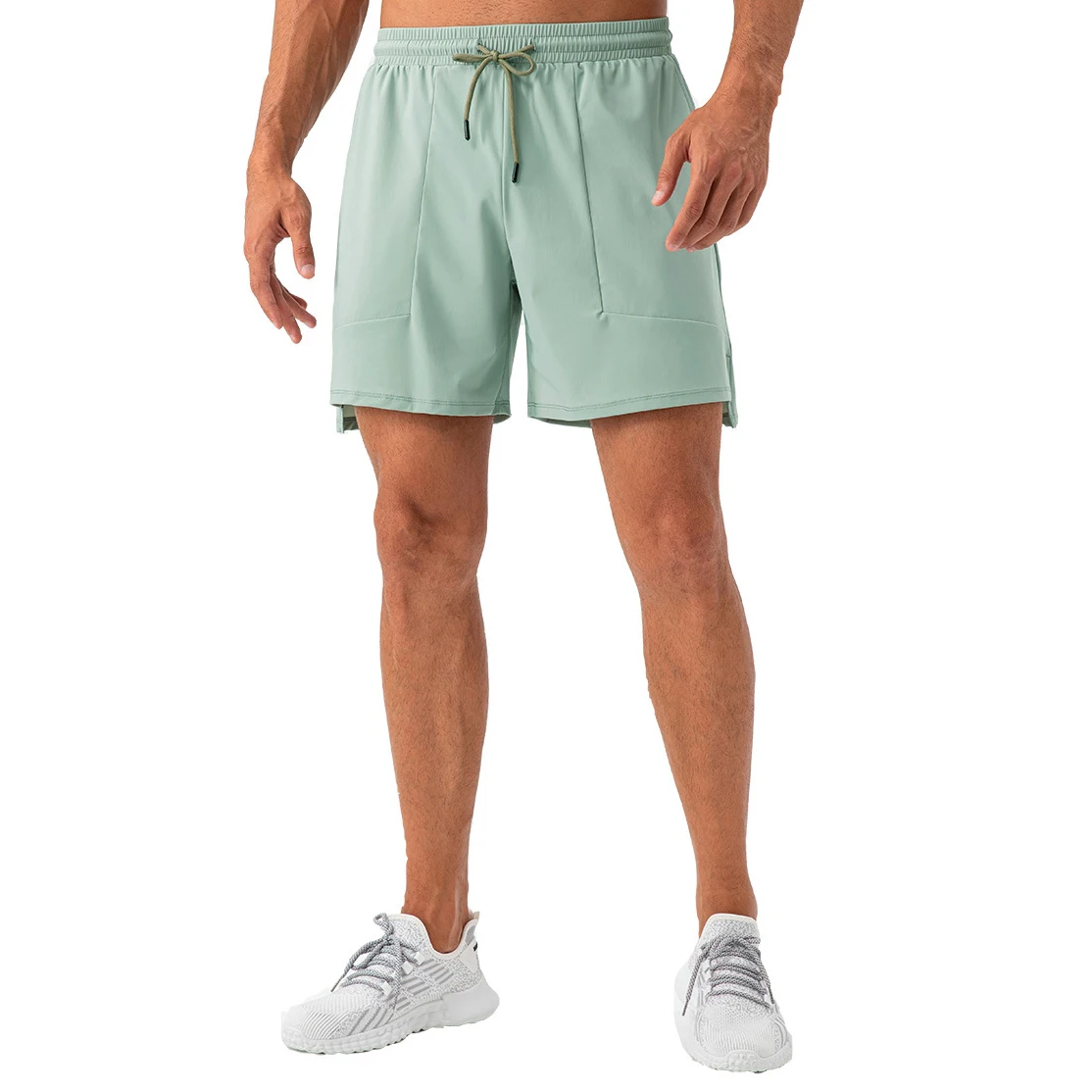 Pantaloncini sportivi da palestra per uomo, personalizzati, ad asciugatura rapida, in nylon, spandex, allenamento per corsa, atletico, tasche ad anello per asciugamano Fiess424_voghion.com