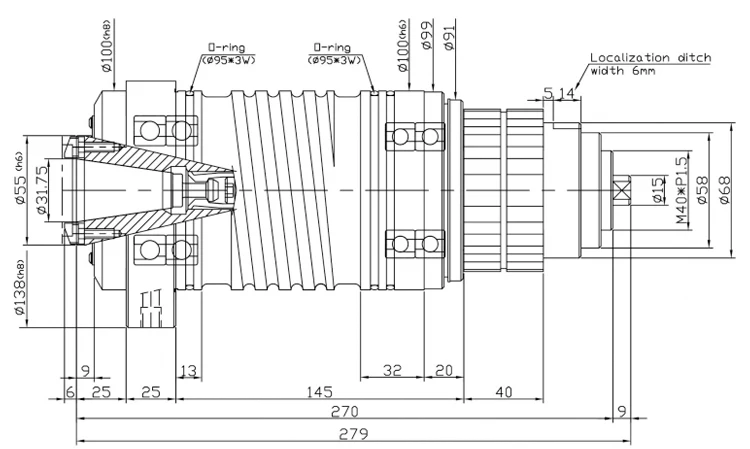 Machine Spindle Cross Section CNC Horizontal/vertical Machining Center Mechanical Motorized Spindle ...