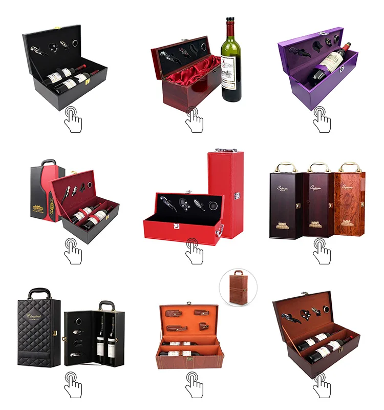 Support To Add Your Logo Leatherette Red Wine Storage Box Packaging Pu