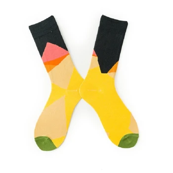 Wholesale High Quality Happy Style British Style Geometry Personality Trend Cotton Men Women Stocking Socks