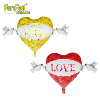 Funfoil new arrival English and Spanish Love theme 3D heart shape foil balloon globos for Gifts and Decoration