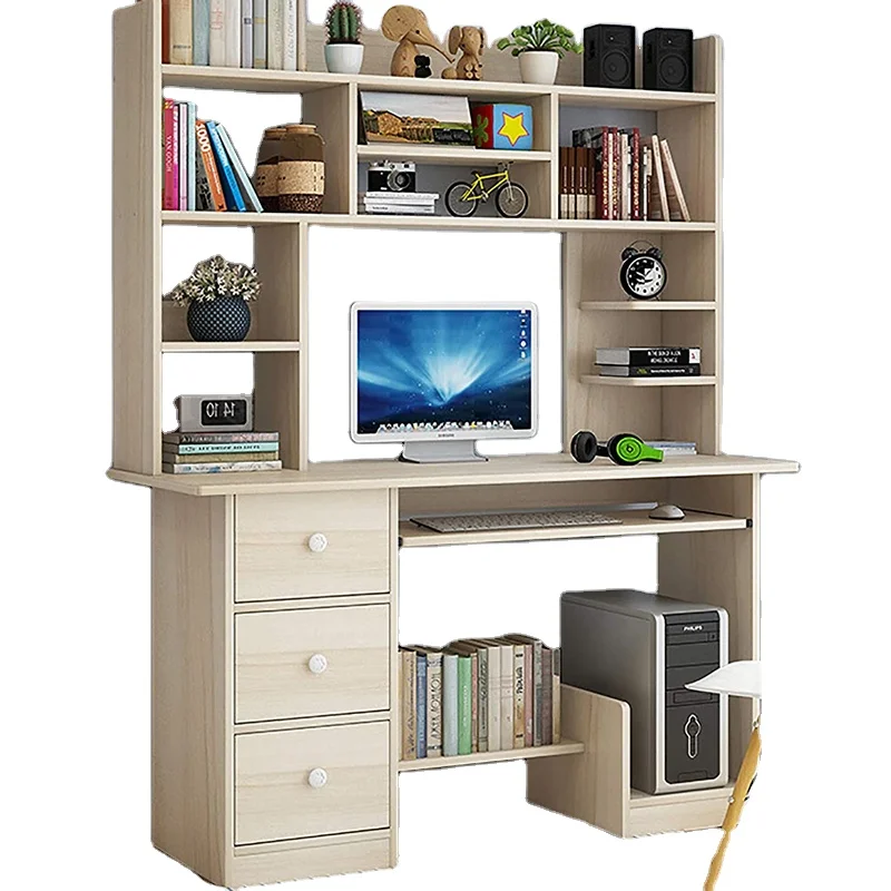 beige desk with hutch