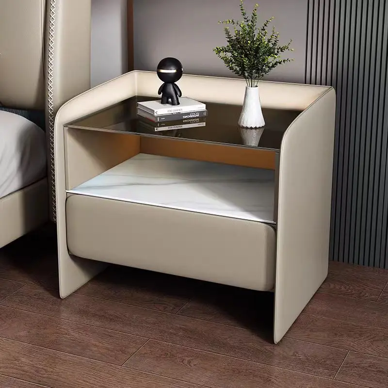 Floating Smart Bedside Table with Wireless Charging Station 3 Color LED Lights USB Port 2 Drawer Storage Cabinet for Bedroom
