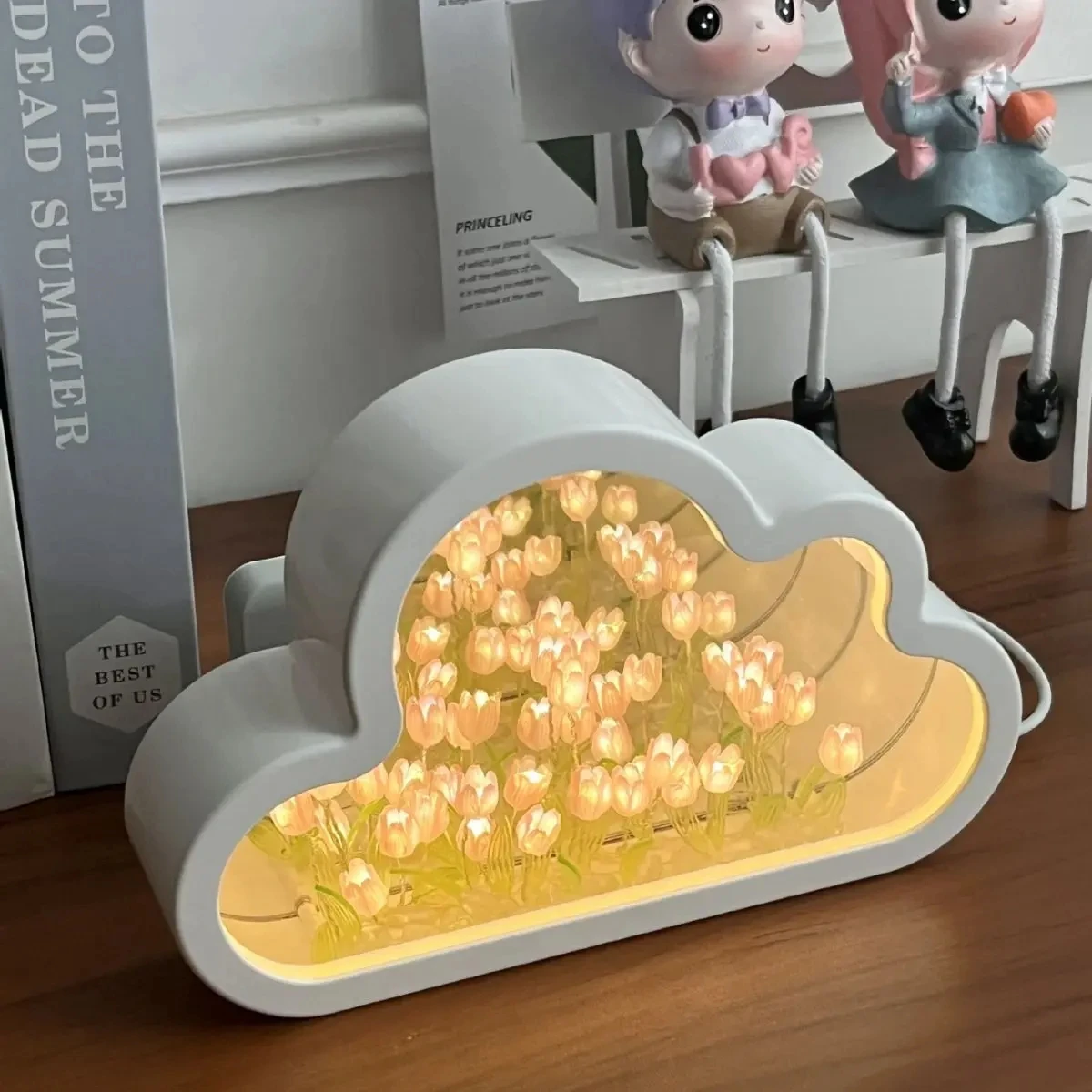 Hot Sale Handmade DIY LED Tulip Flower Night Light For Valentine's Gift Cloud Mirror Tulip Lamp