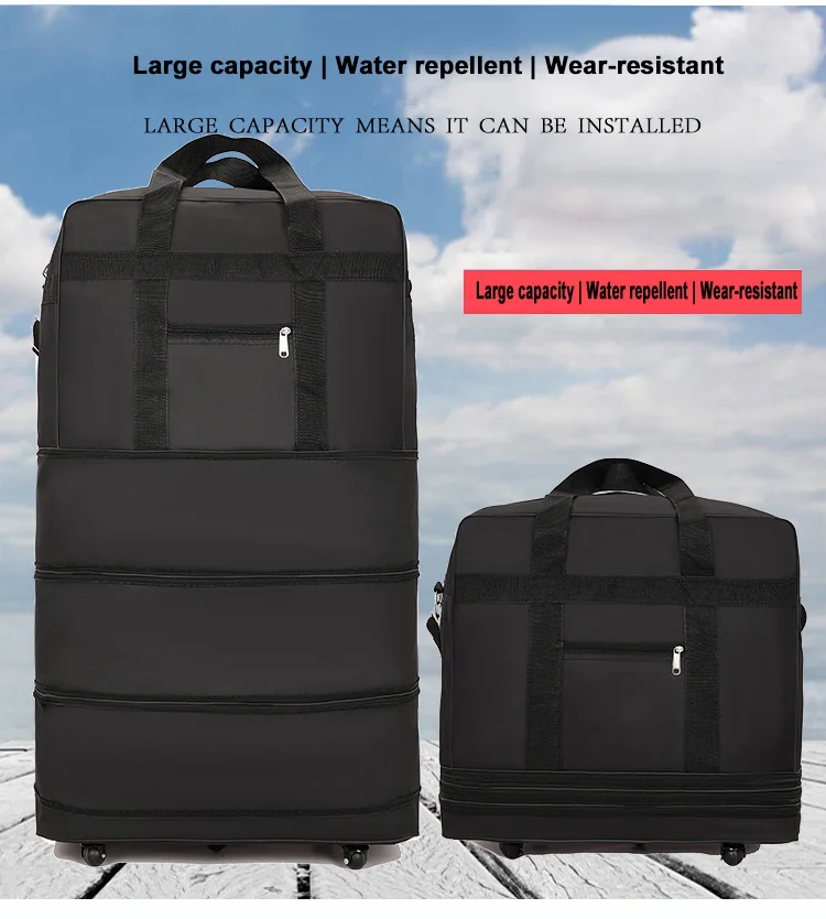 Unisex Lightweight Foldable Trolley School Bag Waterproof Luggage Bags ...