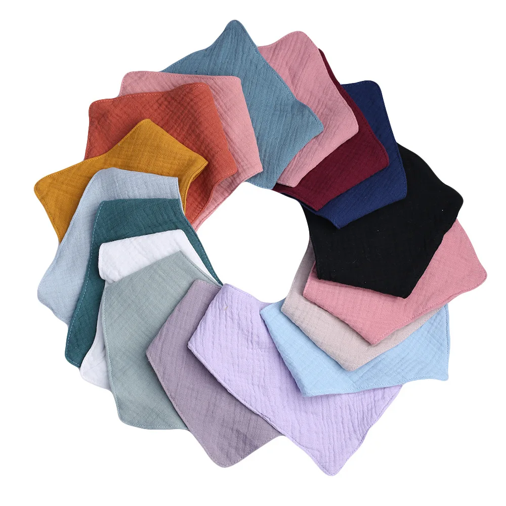 Babadores de musselina para bebês, 10 pacotes, bandana, babadores, 100% algodão, unissex, meninos, meninas, 10 cores sólidas, conjunto para dentição