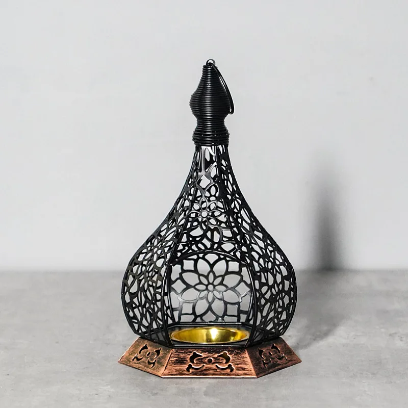 Moroccan-Style Religious Candle Lantern Unique Ethnic Metal Candle Holder for Christmas Home Decoration Spiritual Homes