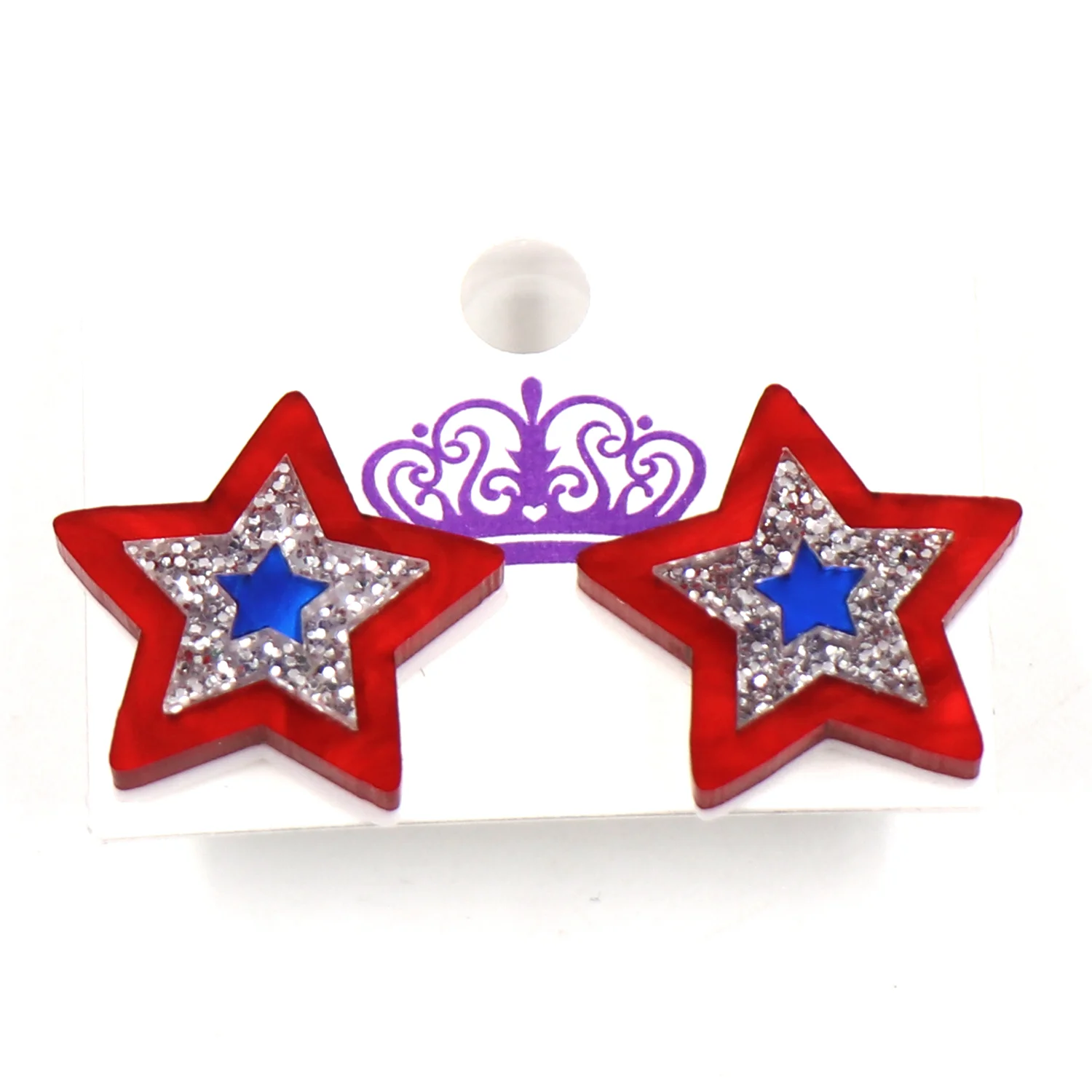 MD123ER2027 1Pair New product CN Stud earring star 4th of July Independence Day TRENDY Acrylic stainless steel Jewelry For women