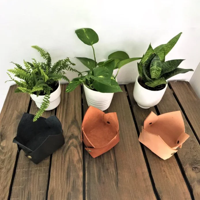 Faux Leather Plant Pot Holder for Home & Garden  Stylish Flower Pot Covers,  Ideal Planter Gifts & Decor Accessories
