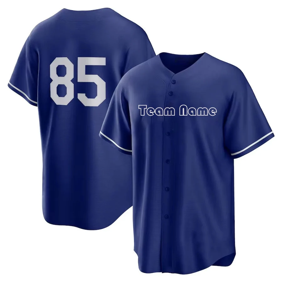 Sublimated Printed Blue With Red Baseball Jerseys Button Down Vintage Softball Jerseys Wholesale Full Button Softball Shirts