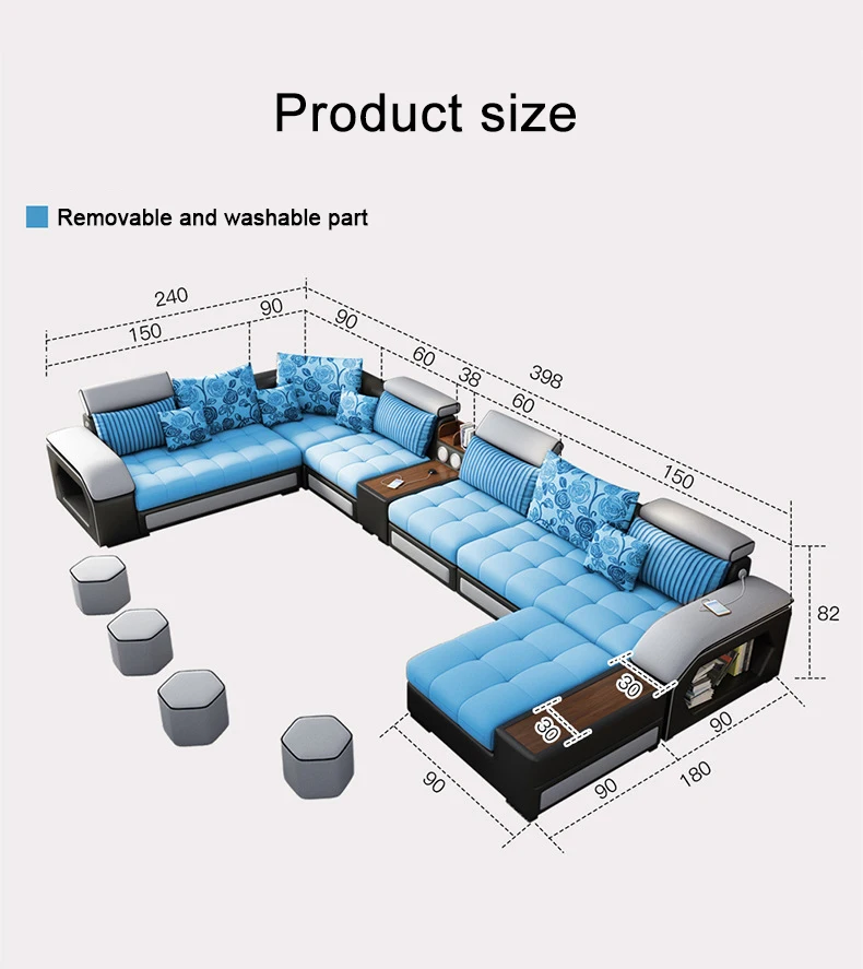 Modern Living Room Sofas Set U Shaped Reclinable Couches Luxury