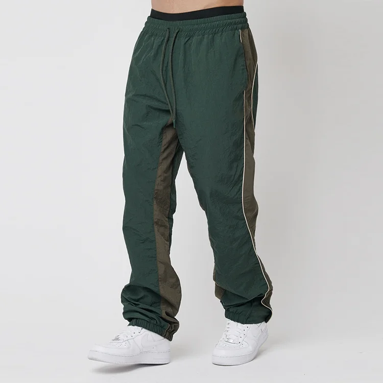Oversize Nylon Jogger Pants Wholesale Elastic Waist Pipping Detail Thick Men Nylon Track Pants