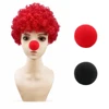 Fans wearing red afro wigs