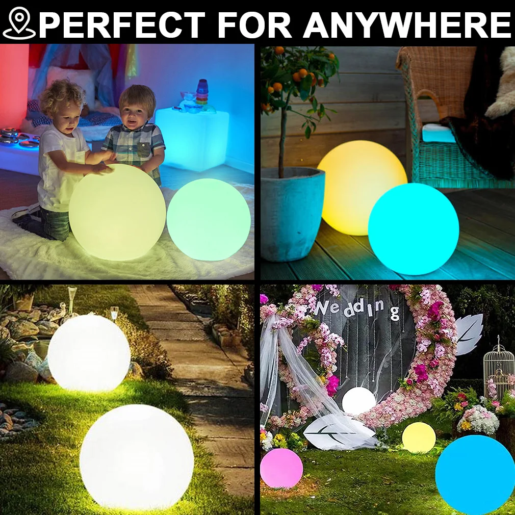 rgb full color changing remote controlled dimmable 60 cm led ball light ip65 waterproof decorative-6