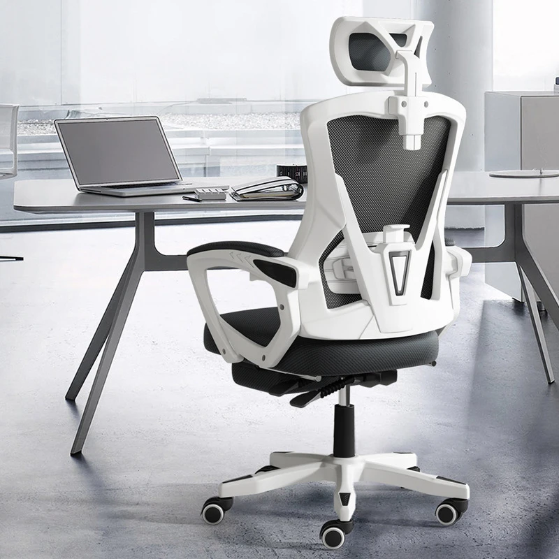 Factory Direct Price White Color Plastic Mesh Chair Computer Chair Office Office Chair with Footrest in Stock
