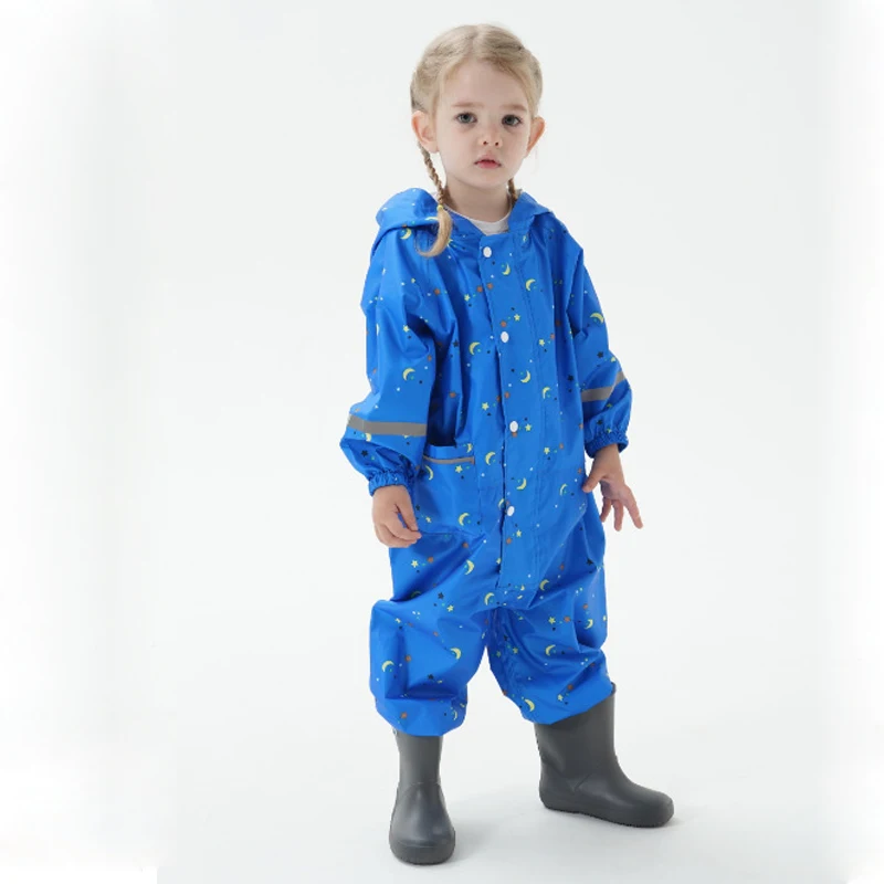 Toddler Boys Girls Coverall Hooded Rain Coat Muddy Buddies