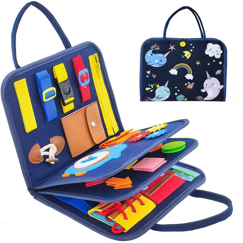 Hotsale Activity Board Montessori Kids Felt Busy Learning Basic Dress Skill Educational Travel Baby Sensory Toys