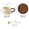 Brown cup+spoon+round tray