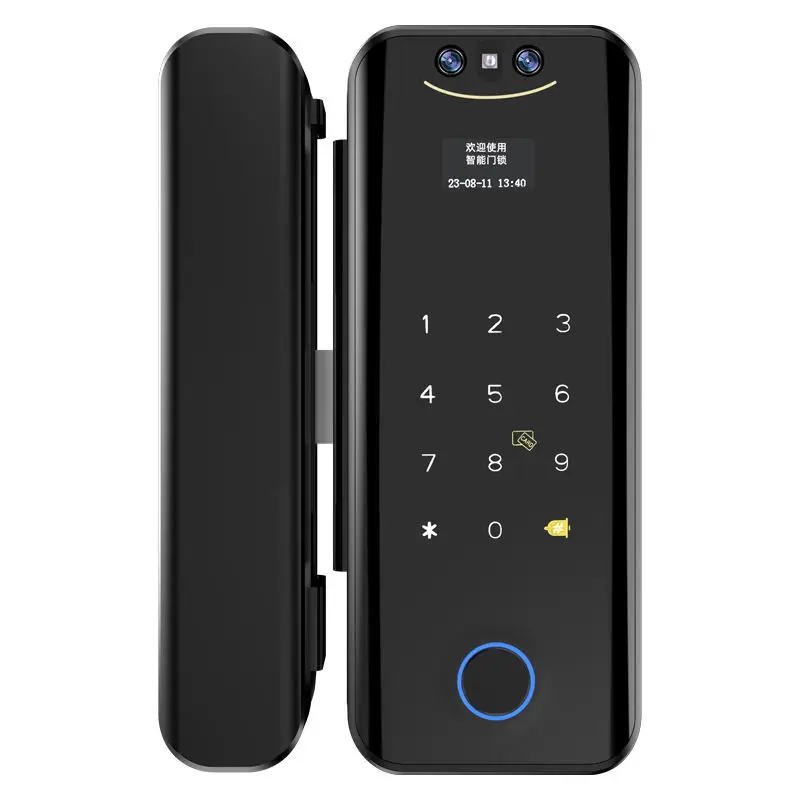 Kadonio Biometric Access Control System 3D Facial Recognition APP Remote Unlock WiFi Smart Glass Door Lock With Fingerprint