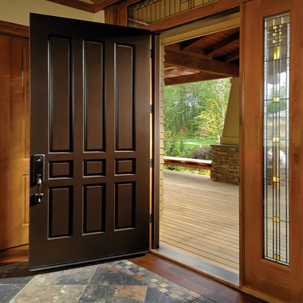 Factory Price Classic Models Front Main Entrance Solid Teak Wood Double Door Design