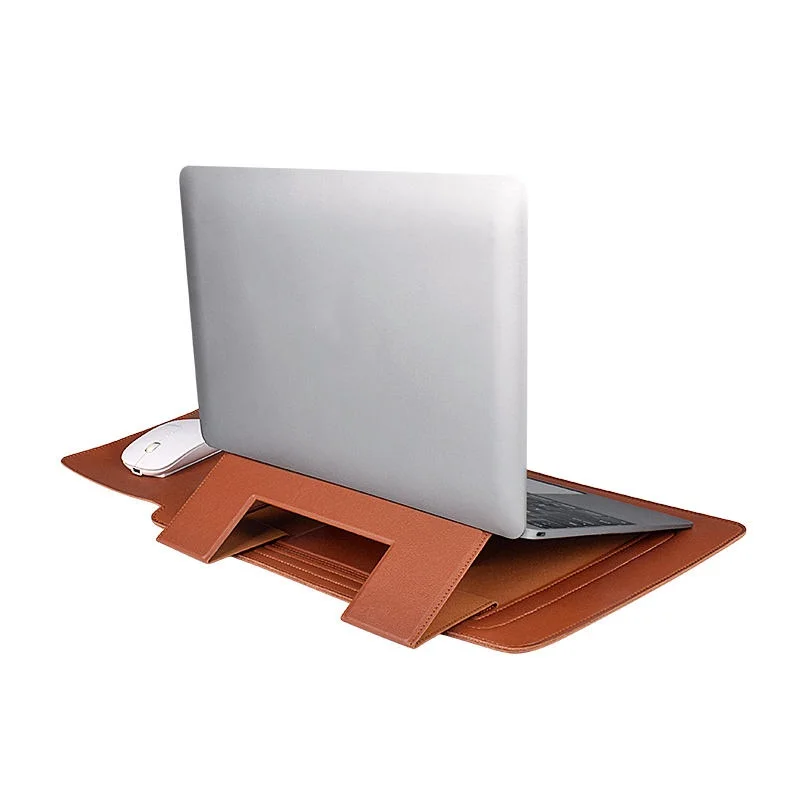product waterproof pu leather laptop sleeve bag stand holder for business pc computer for macbook 13 14 15 inches laptop messenger bag-7