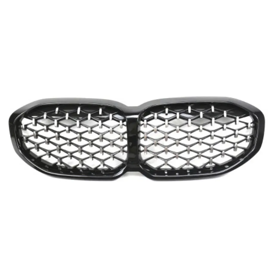 TIYPEOR Kidney Grille for BMW 1 Series F40 2019+ Hatchback M Performance Sport Competition Diamond Grille Full Black Silver