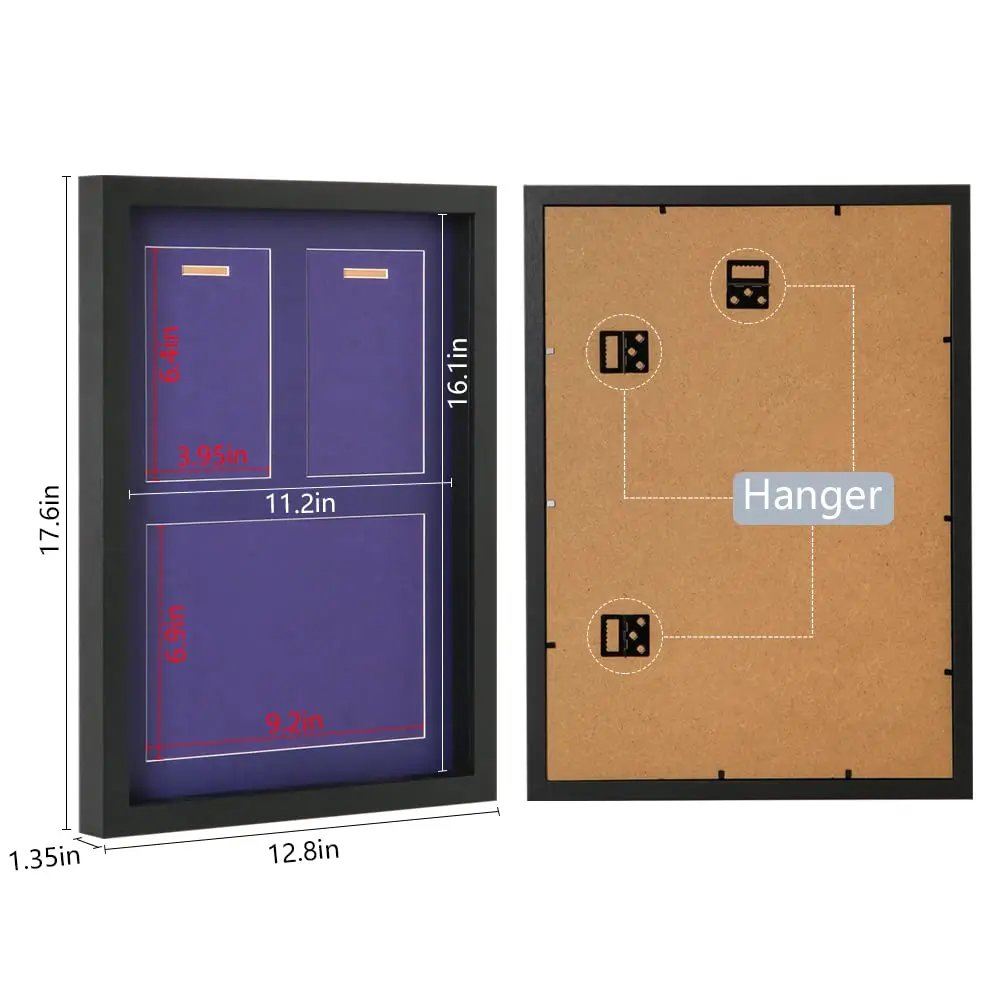 A3 Shadow Box for Medals and Race Bibs Display UV Printed Large Picture Frame for Marathon Runner All Sports