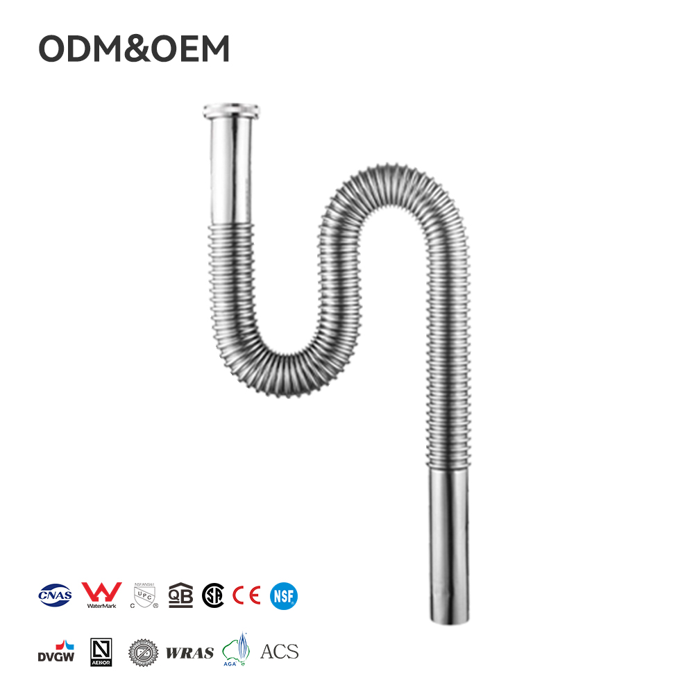 In Stock Stainless Steel Polished Joint Flex Spring Water S-Trap Drain Hose Flexible Corrosion-Resistant 50/80cm Plumbing Hose