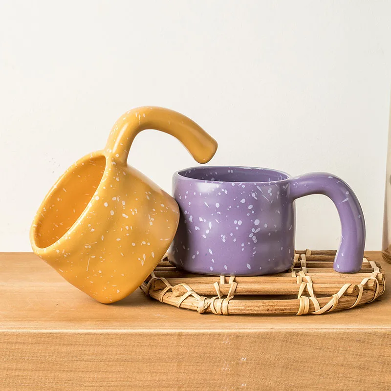 Solhui INS Nordic Style Irregular Splash Ink Ceramic Handmade Coffee Shop Mugs Speckled Coffee Mug
