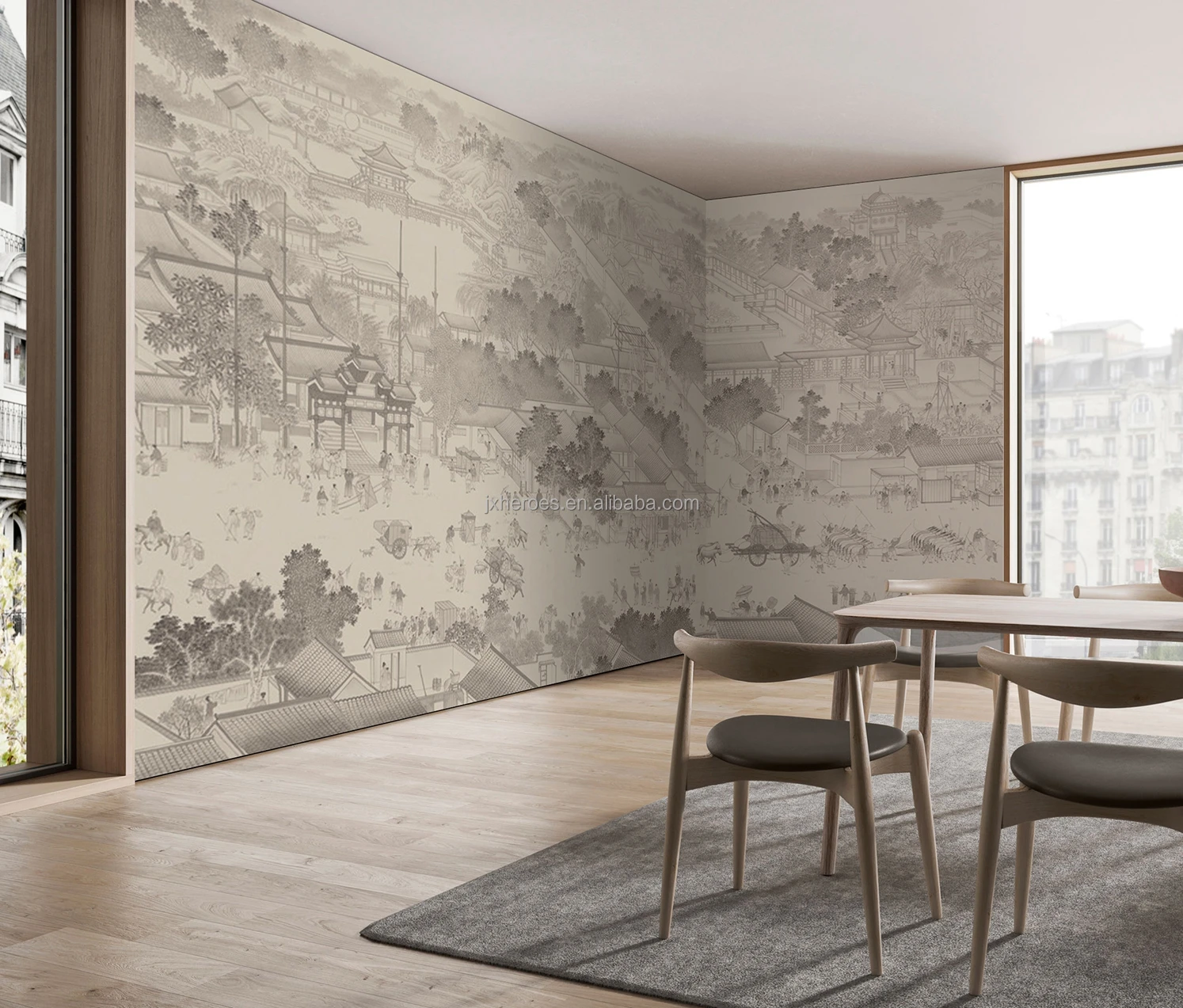 The Famous Picture of Riverside Scene at Qingming Festival High End Custom Wallpaper Wall Mural